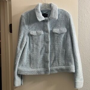 Banana Republic Light Blue Teddy Jacket with Button Front